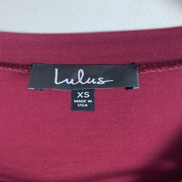 Lulus Enjoy The Ride Wine Red lace Up Short Sleeve Tee T-Shirt Boho NEW XS Boho - Picture 4 of 12
